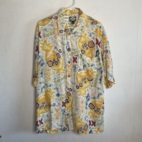 Tommy Bahama Floral Hawaiian Button Up Short Sleeve Shirt Men Size Large - Picture 8 of 9